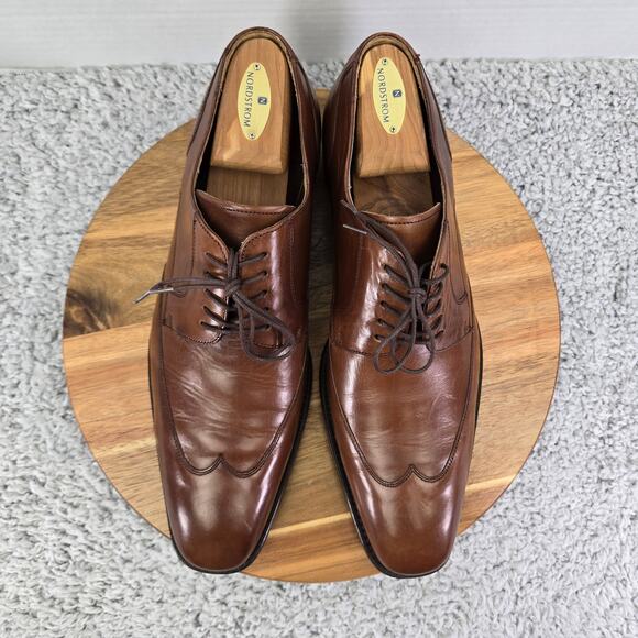 Mezlan Custom Brown Leather Wingtip Office Daily Oxford Dress Shoe Mens 11 M - Picture 5 of 16